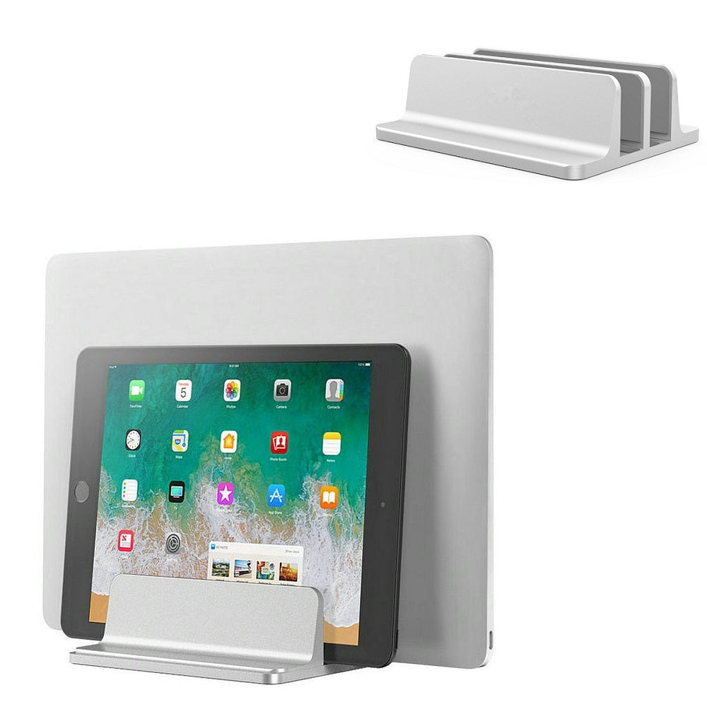 Soporte Vertical Doble para Laptop y Tablet de Aluminio - Ancho Ajusta -  Ergokid