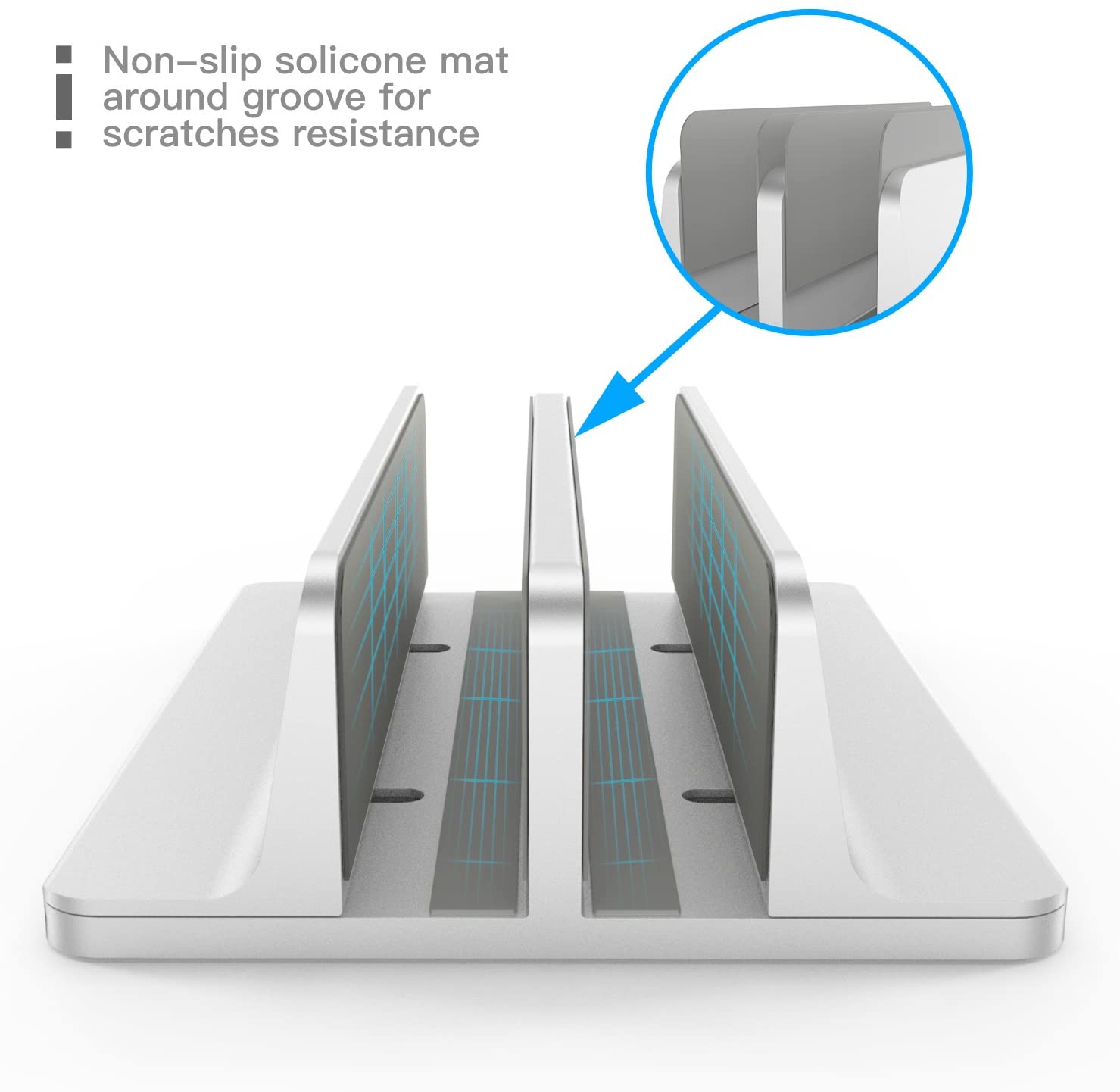 Soporte Vertical Doble para Laptop y Tablet de Aluminio - Ancho